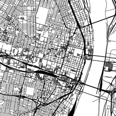 1:1 square aspect ratio vector road map of the city of  St. Louis Center Missouri in the United States of America with black roads on a white background.