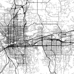 1:1 square aspect ratio vector road map of the city of  Spokane Metro Washington in the United States of America with black roads on a white background.