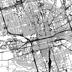 1:1 square aspect ratio vector road map of the city of  Stockton California in the United States of America with black roads on a white background.