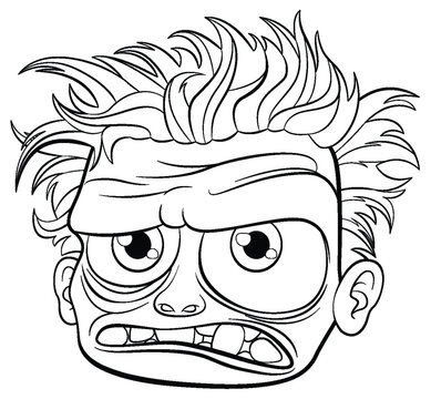 Old Grumpy Man Cartoon Outline Illustration