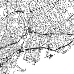 1:1 square aspect ratio vector road map of the city of  Westport Connecticut in the United States of America with black roads on a white background.