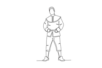A man celebrates Thanksgiving. Thanksgiving one-line drawing