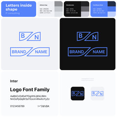 Obraz premium IT consulting thin line business logo with brand name. Integration and interconnection icon. Visual identity. Template with inter font. Suitable for information technology, service, business solution.