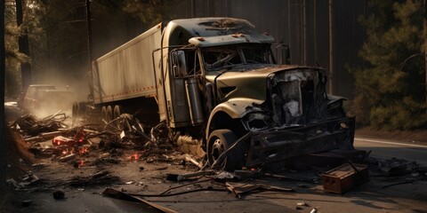 Realistic Photo Captures The Aftermath Of A Truck Crash And The Resulting Damage