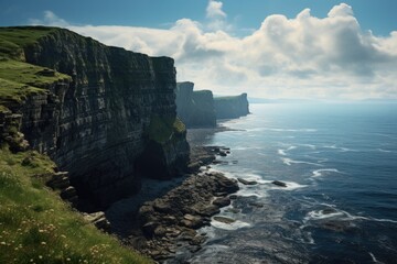 a cliff edge overlooking a vast ocean