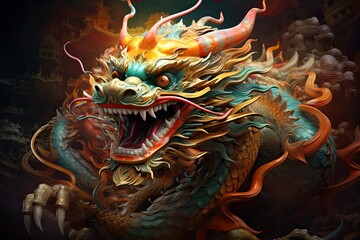 Chinese folklore Dragon suitable for Chinese New Year - obrazy, fototapety, plakaty