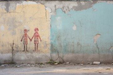 a faded friendship graffiti on a concrete wall