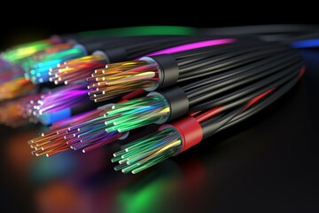 3D illustration of fiber optic cable. Generative AI