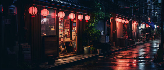 Tokyo at night Alley lo fi retro vibes - obrazy, fototapety, plakaty