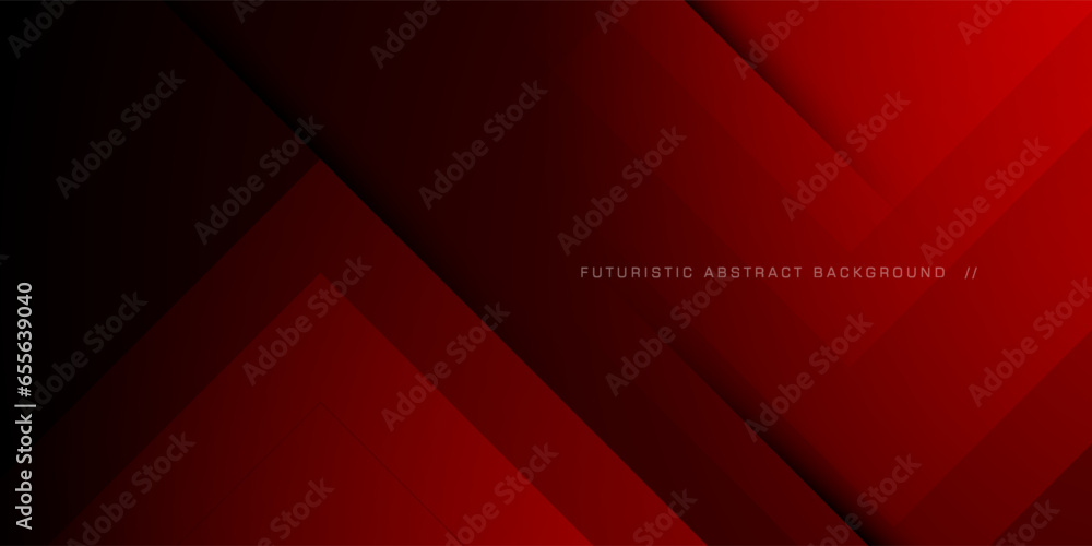 Wall mural futuristic design dark red triangle geometric overlap papercut vector background layer on dark space