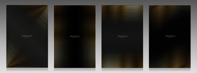 Gold and black cover set. Luxury design whit dotted pattern. Vector illustration for elegant invitation, business and formal event first class.