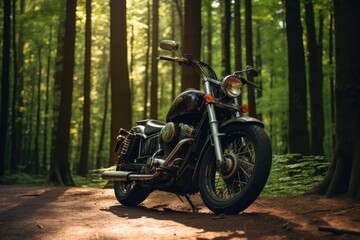 a bike against a forest background during daylight