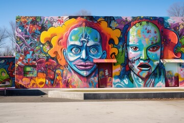 graffiti wall with vibrant colors at a skate park