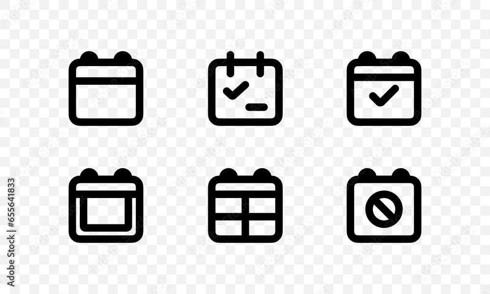 Poster calendar vector icons. set of calendar symbols in line style. vector eps 10