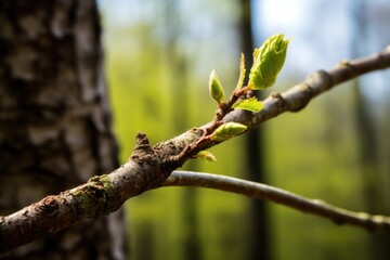 a bud sprouting on a tree branch