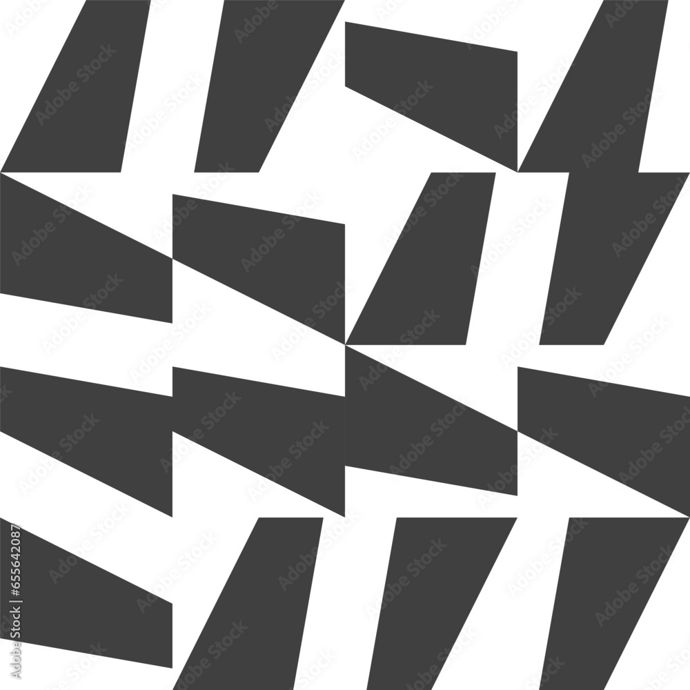 Leinwandbilder Abstract geometric vector seamless pattern with triangles, squares, rectangles and polygons. Scandinavian design style simple black, grey and white shapes. Monochrome graphic background