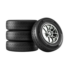 set of winter tyres on a white background. © tiero