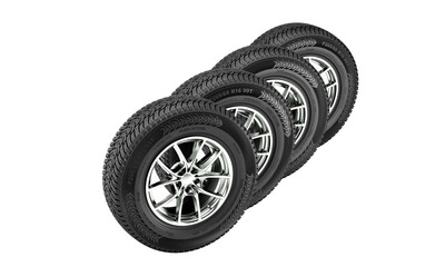 four wheels with winter tyres.