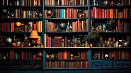 The Shelf of Vibrant Intellectual Knowledge - obrazy, fototapety, plakaty