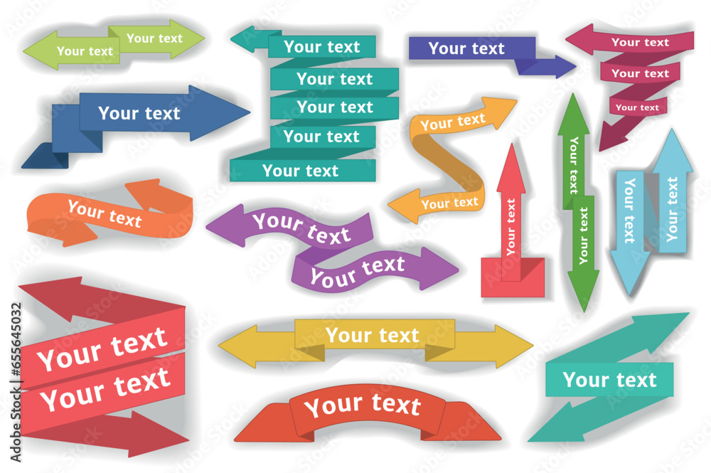 Poster arrow set in cartoon design. a great feature of this site is the colored arrows with a 3d effect and