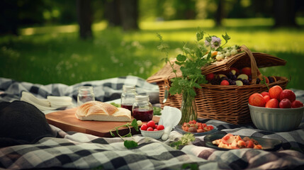 picnic in the park in spring