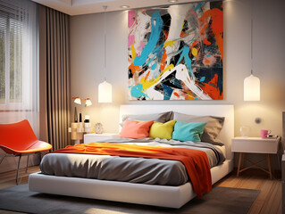 colorful bedroom pop art eclectic style.