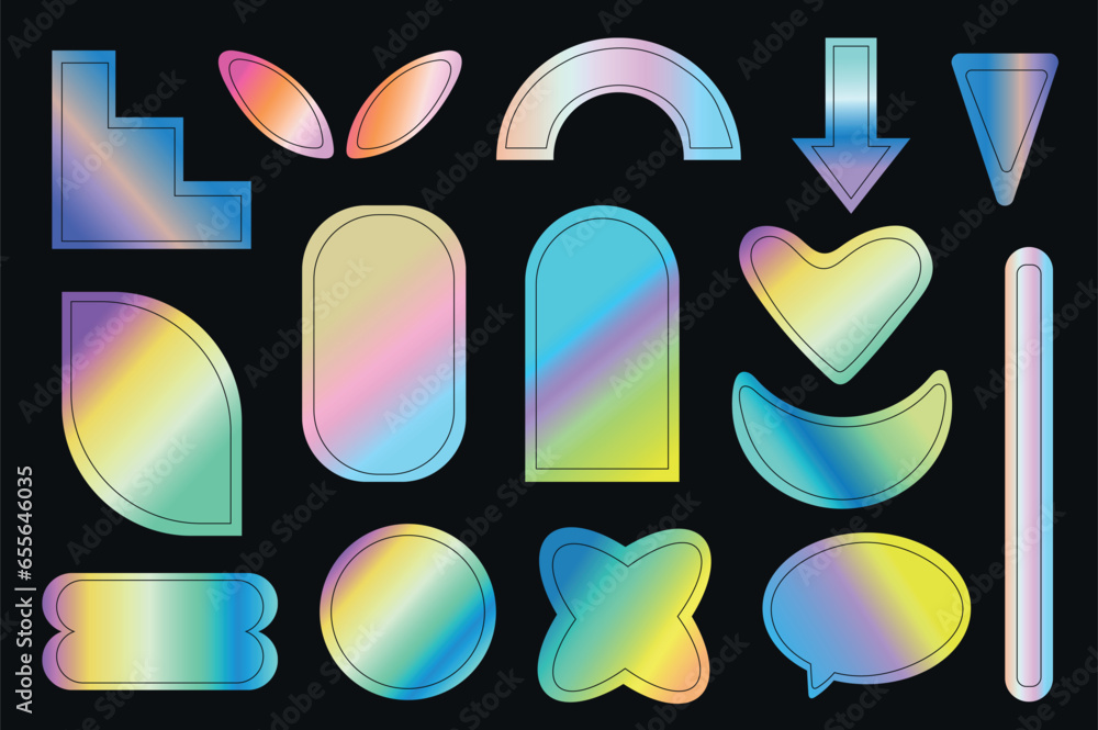 Poster gradient set in cartoon design. in the illustration you can see various abstract shapes, the feature