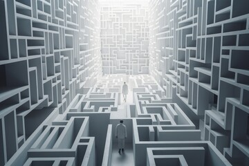 A man standing in a labyrinthine room