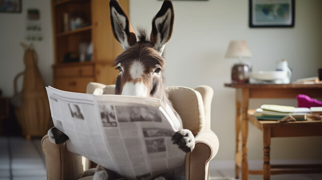 shocked donkey reading a newspaper