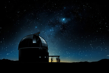 starry night sky observatory - obrazy, fototapety, plakaty