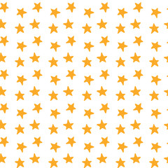 Seamless pattern of jagged hand drawn yellow stars on a white background