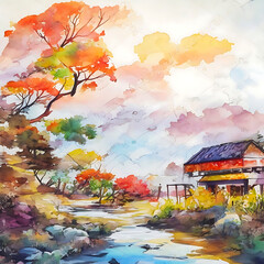 Obraz na płótnie Canvas Colorful painting chinese style background