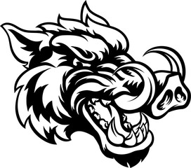 A wild boar hog razorback warthog sports mascot cartoon pig character