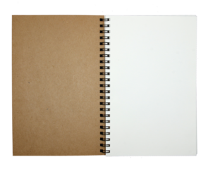 Blank notebook paper with ring spine on transparent background png file