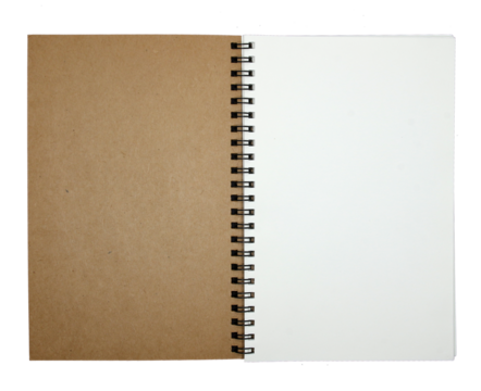 Blank notebook paper with ring spine on transparent background png file