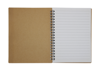 Blank notebook paper with ring spine on transparent background png file