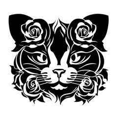 Fototapeta premium Black metal silhouette stencils cat on a white background. AI-Generated.
