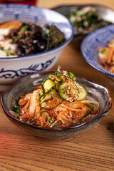 Closeup on spicy korean kimchi cabbage salad