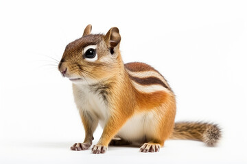 Chipmunk isolated on a white background, close up.