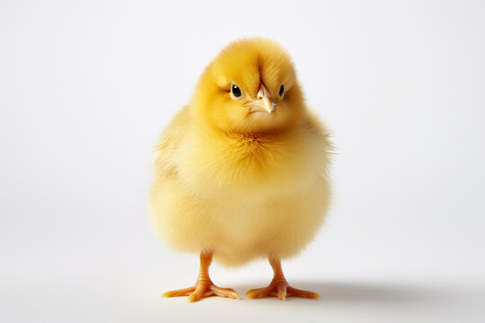 Cute little chicken isolated on a white background. Studio shot.