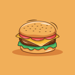 Burger Vector Cartoon Illustration