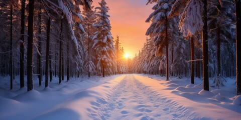 Winter landscape with forest