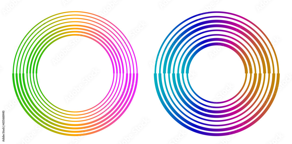Poster set design element circle. isolated bold vector colors golden ring from. abstract glow wavy stripes 