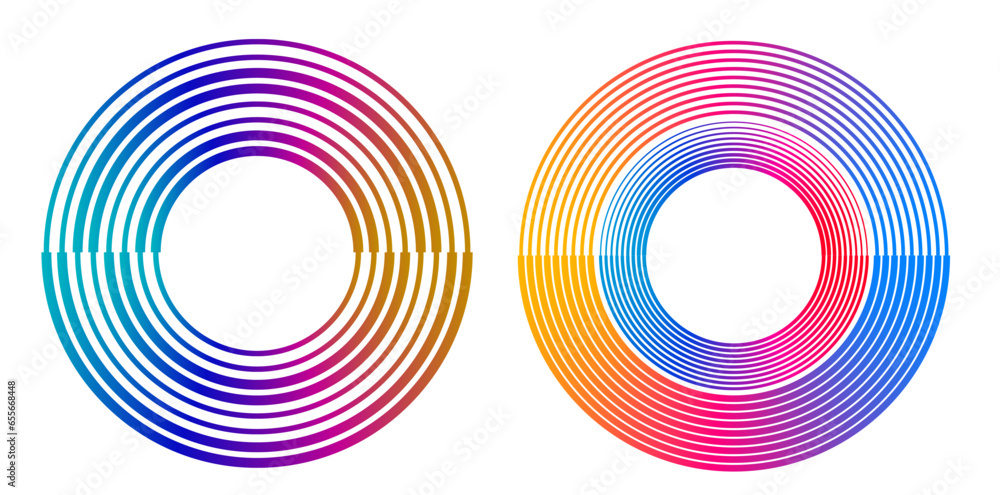 Poster set design element circle. isolated bold vector colors golden ring from. abstract glow wavy stripes 