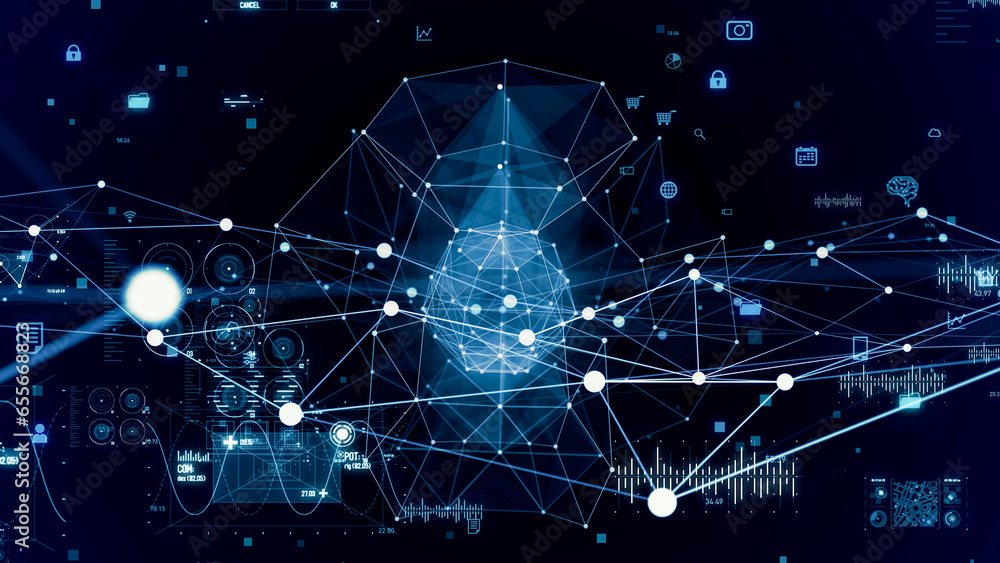 Poster communication network concept. digital transformation.