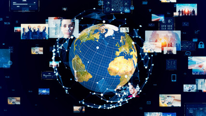 Global communication network concept. Image analysis. Digital transformation. AI (Artificial Intelligence).