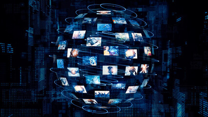 Digital contents concept. NFT. Non-fungible token. Image generation AI.