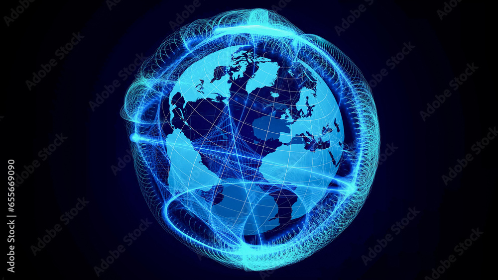Poster global communication network concept. digital transformation.
