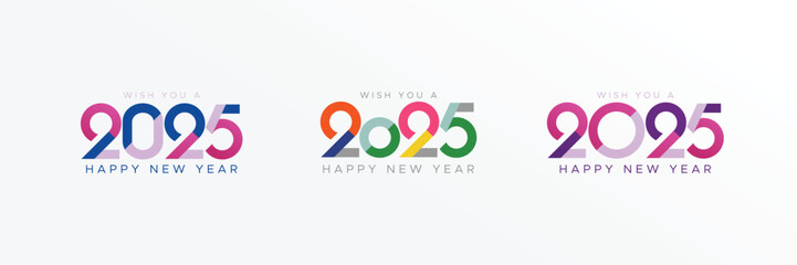 Happy new year 2025 with modern number and full colour. 2025 new year celebration concept