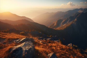 A breathtaking sunset illuminating a majestic mountain range